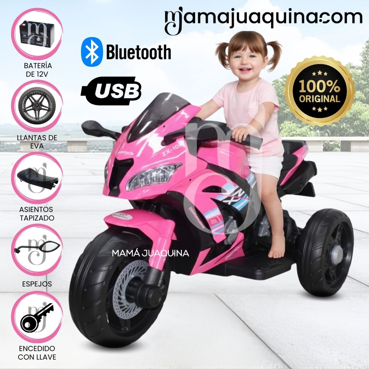 BABY - Trimoto a Batería para Niños «TRI NINJA » de Lujo Pink
