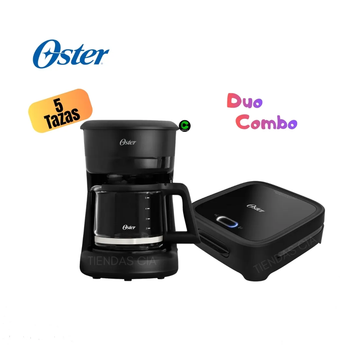 OSTER - Combo Oster® Sandwichera CKSTSM400 y Cafetera de 5 Tazas