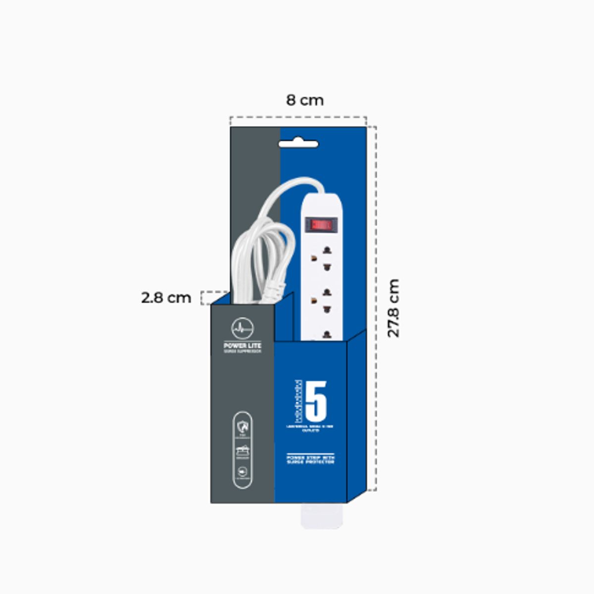 POWER LITE - Supresor de Picos MAGNUM PLI 5705 Cable 18awg 5tomas POWER LITE