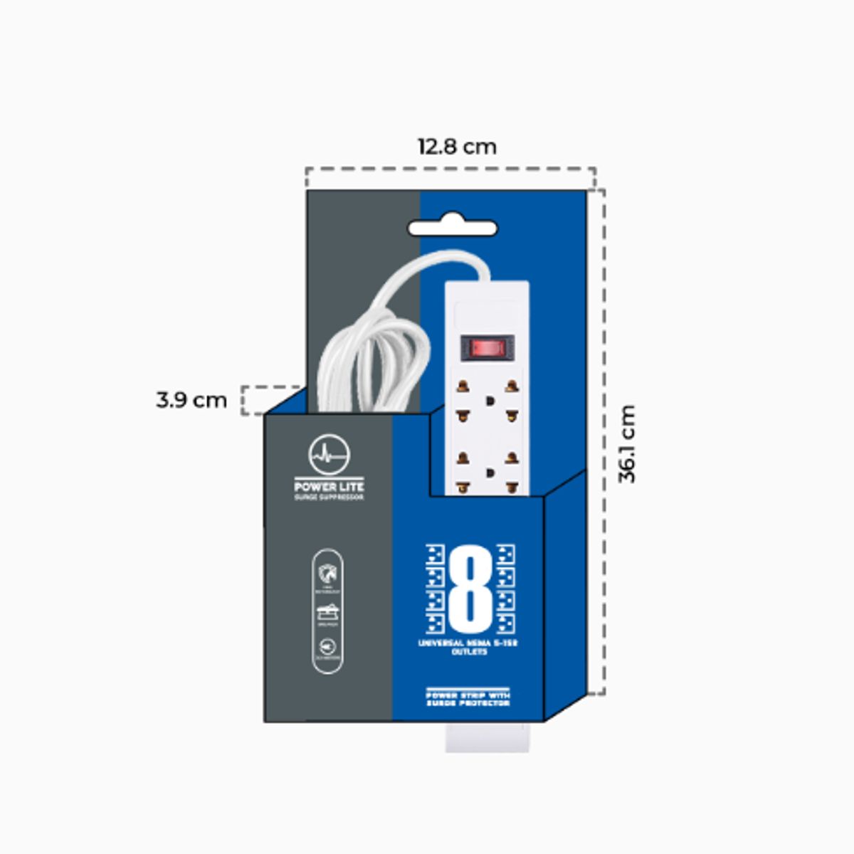 POWER LITE - Supresor de Picos FUTURE PLI 5708.3 8Tomas Cable de 3 m. 18awg POWER LITE