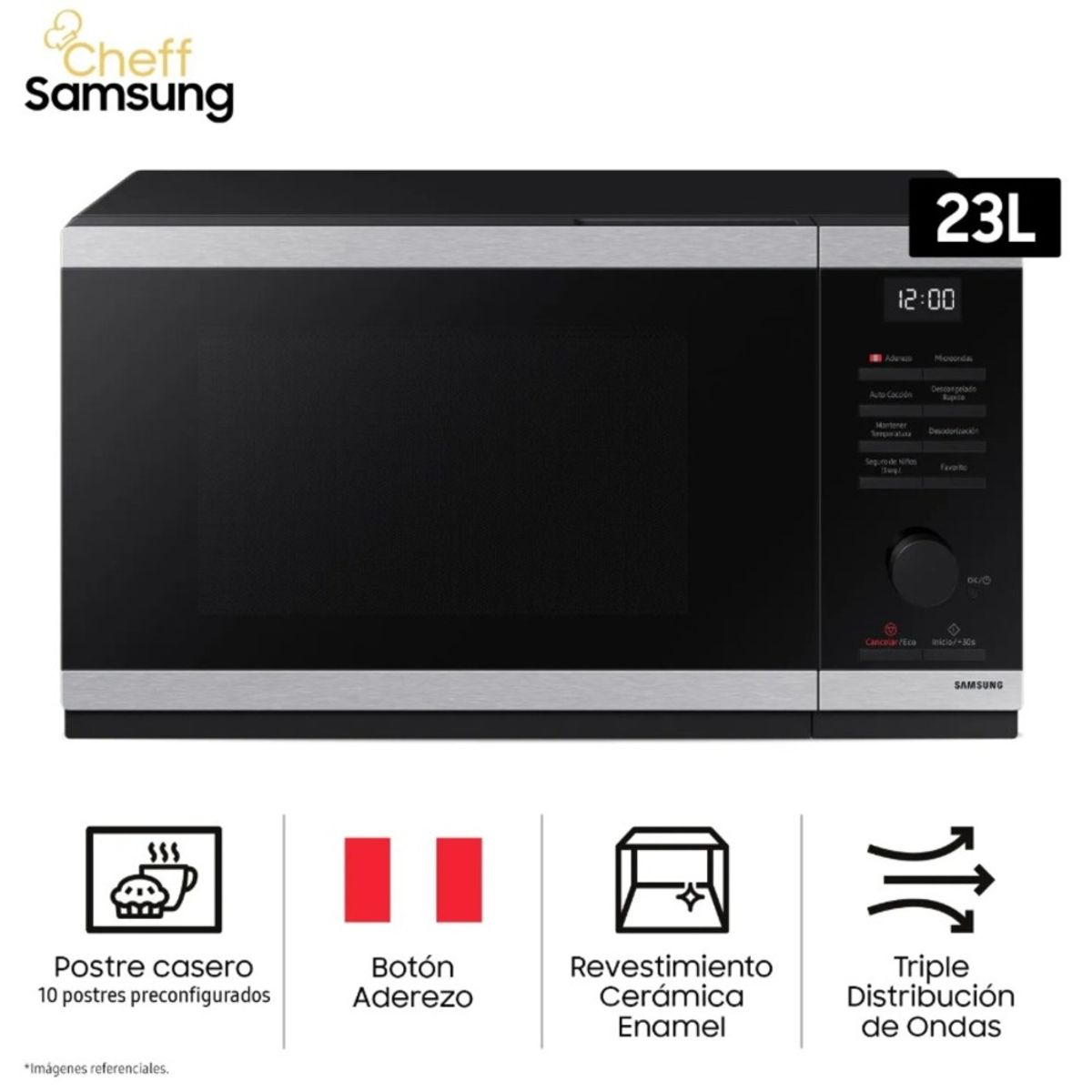 SAMSUNG - Horno Microondas Cheff Samsung 23L MS23DG4504ATPE