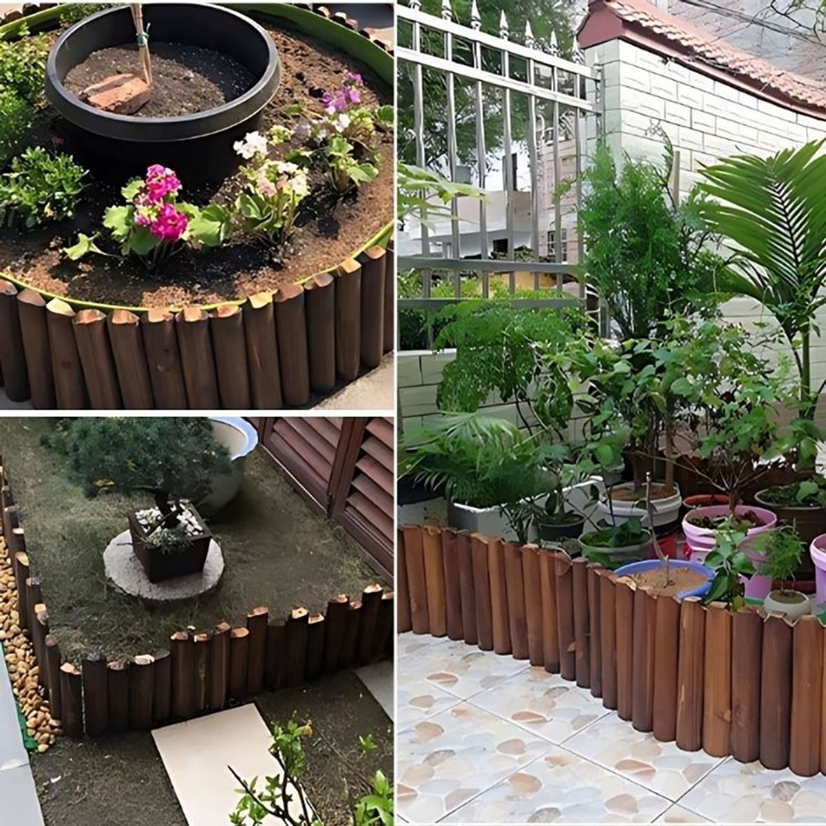 ANYHOGAR - Valla De Madera  Para Jardin Bordes Exteriores Marrón