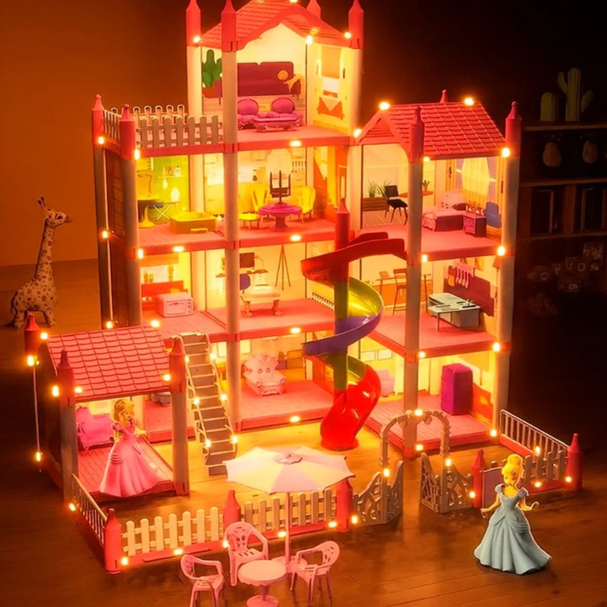 GENERICO - JUGUETE CASTILLO DE PRINCESAS 215 PIEZAS CON LUZ