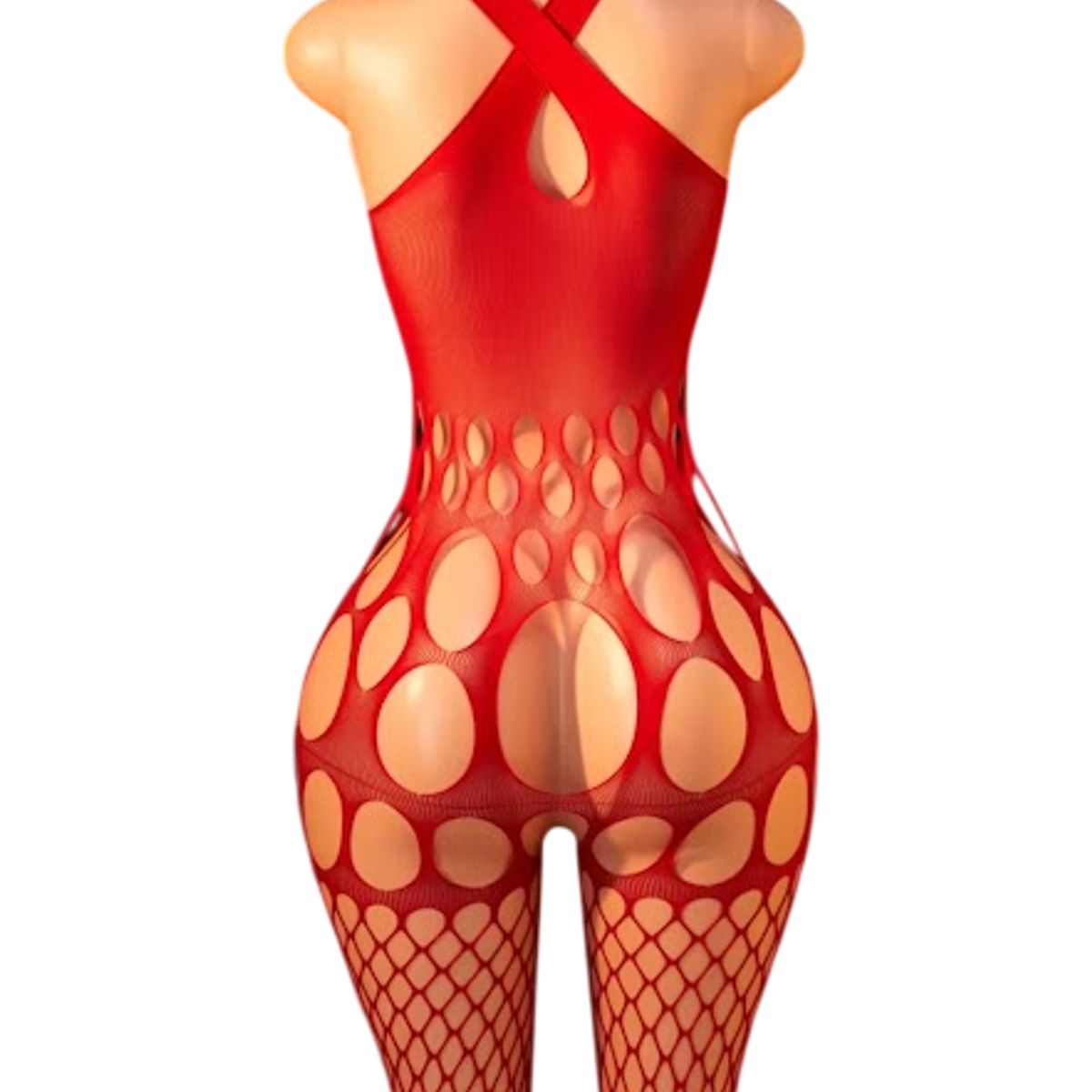 GENERICO - LENCERIA MALLA VESTIDO CATSUIT ENTERIZO NAVIDAD
