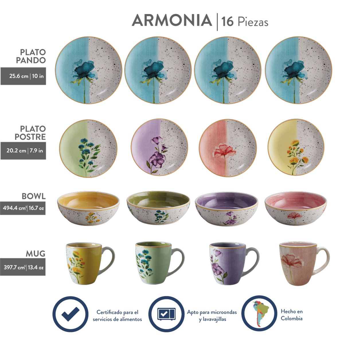 CORONA - Vajilla Corona Armonía  16 Piezas