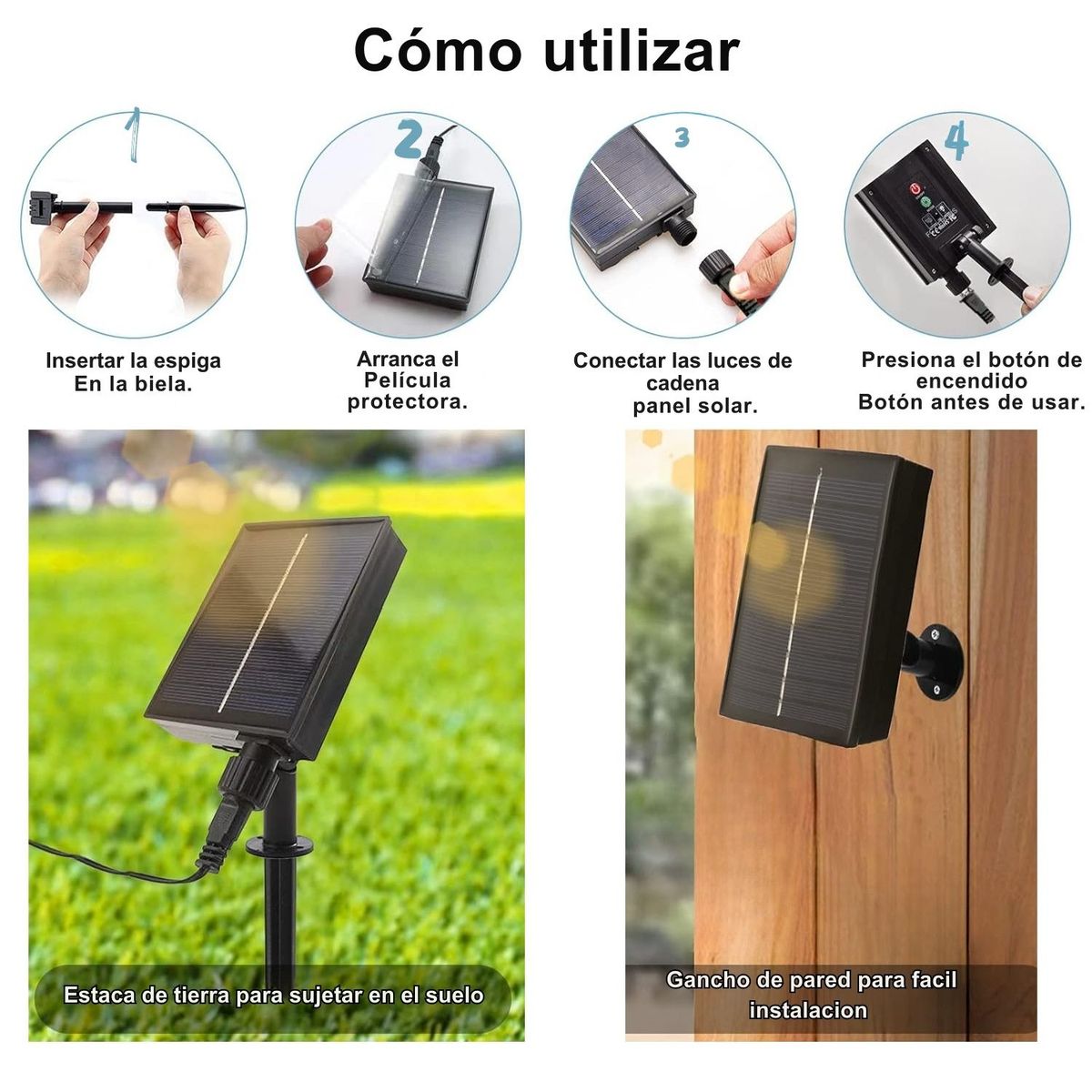 ARTEZA - Pack 2 Rollos Luces Solares Navideñas 20m 300 LED Ambar con Modos y Encendido Automático