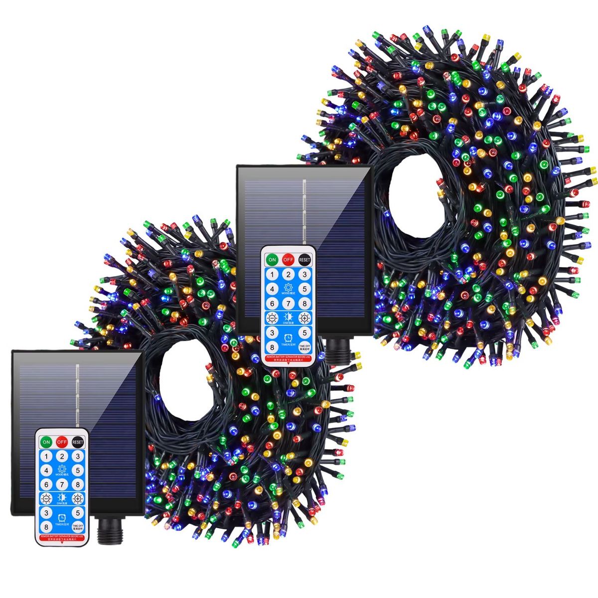 ARTEZA - Pack 2 Luces Navideñas Solares 20 Metros 300 LED Exterior Impermeable + Control Remoto Multi