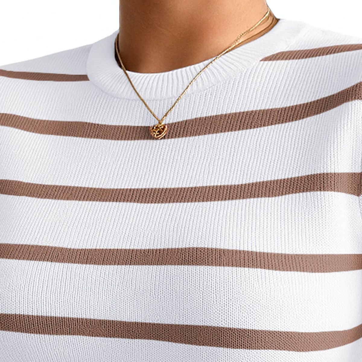 GENERICO - Polo Mujer 359G Ross-17 Polo Rayas Manga Corta Hilo Tacto Color Caramelo