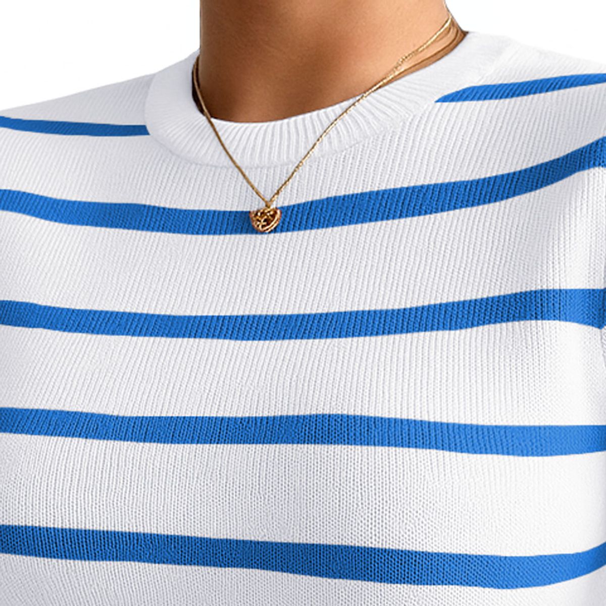 GENERICO - Polo Mujer 359G Ross-17 Polo Rayas Manga Corta Hilo Tacto Color Celeste