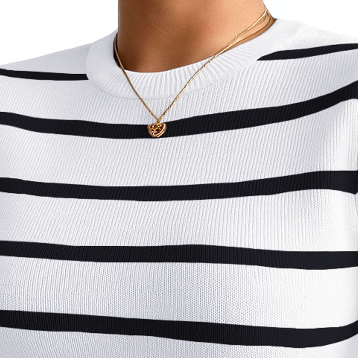 GENERICO - Polo Mujer 359G Ross-17 Polo Rayas Manga Corta Hilo Tacto Color Negro