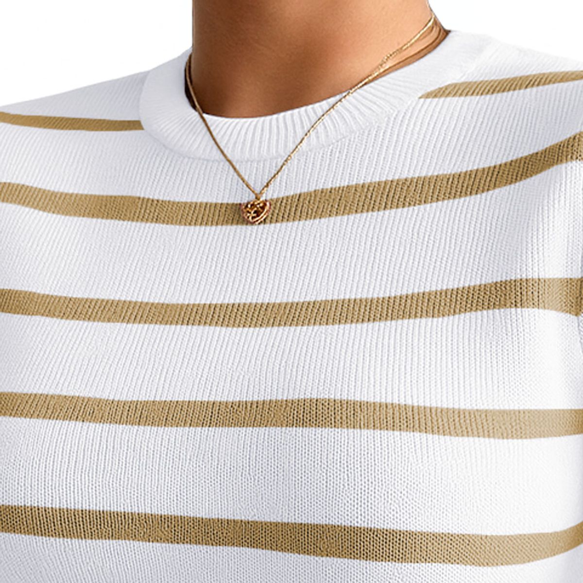 GENERICO - Polo Mujer 359G Ross-17 Polo Rayas Manga Corta Hilo Tacto Color Vainilla