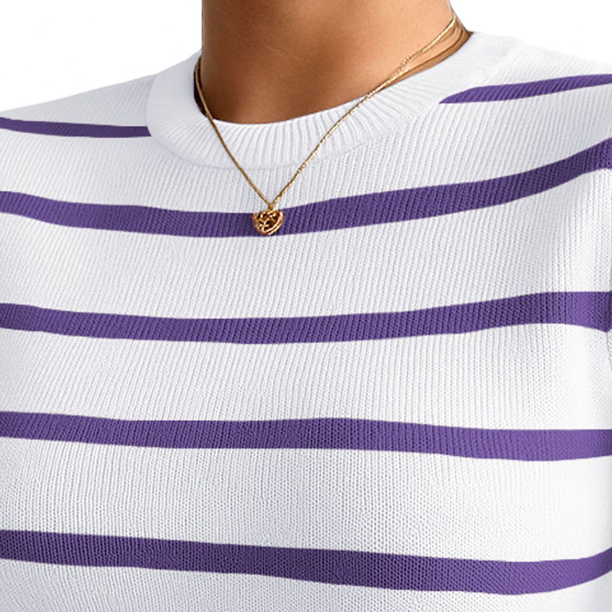 GENERICO - Polo Mujer 359G Ross-17 Polo Rayas Manga Corta Hilo Tacto Color Morado