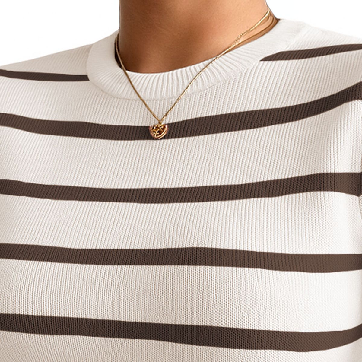 GENERICO - Polo Mujer 359G Ross-17 Polo Rayas Gruesas Manga Corta Hilo Tacto Color Crudo