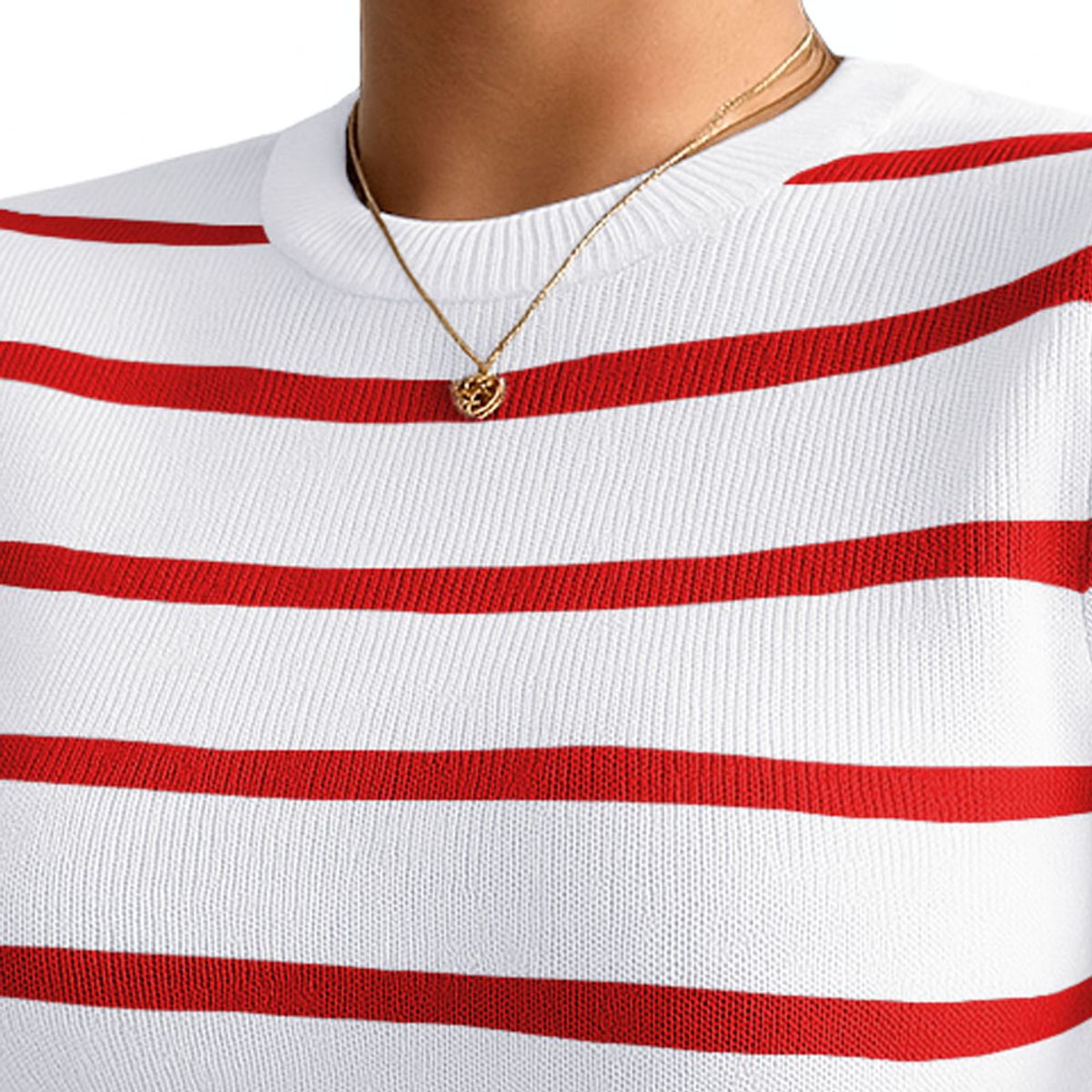 GENERICO - Polo Mujer 359G Ross-17 Polo Rayas Manga Corta Hilo Tacto Color Rojo