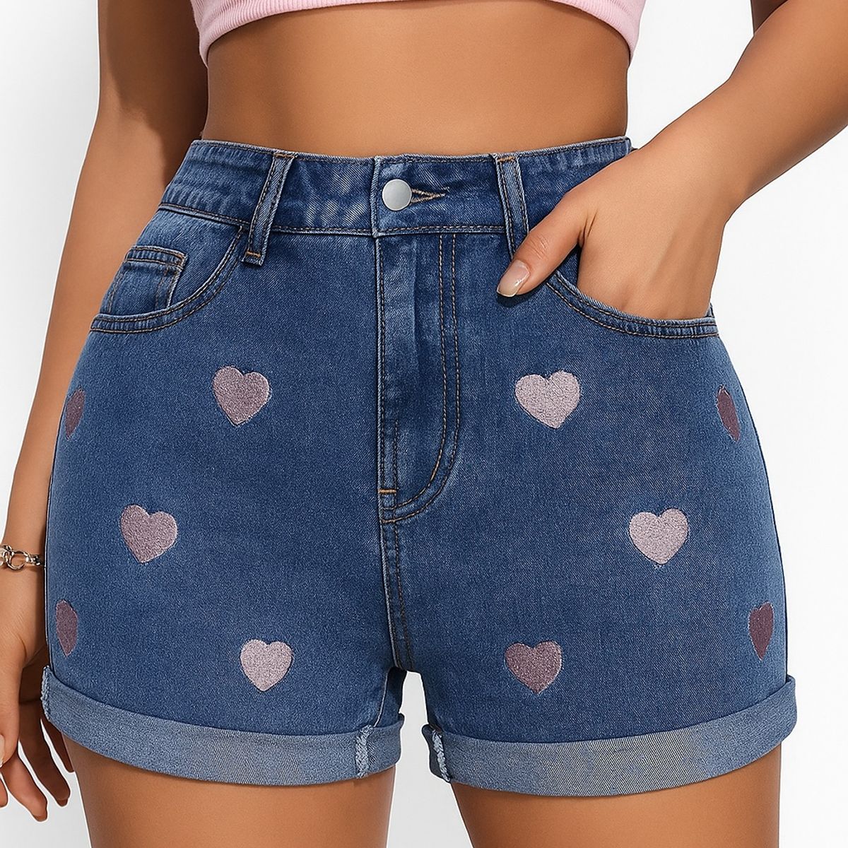 FRANDING - Short vaquero alto de mujer