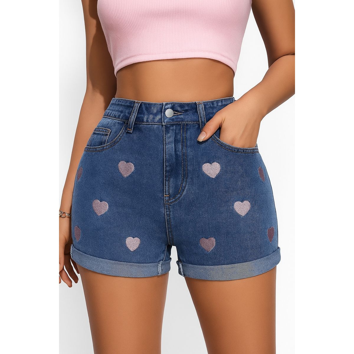 FRANDING - Short vaquero alto de mujer