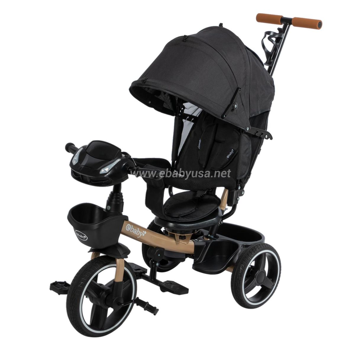 EBABY - Triciclo Musical y luces con Cabecera Acolchada Legend Negro