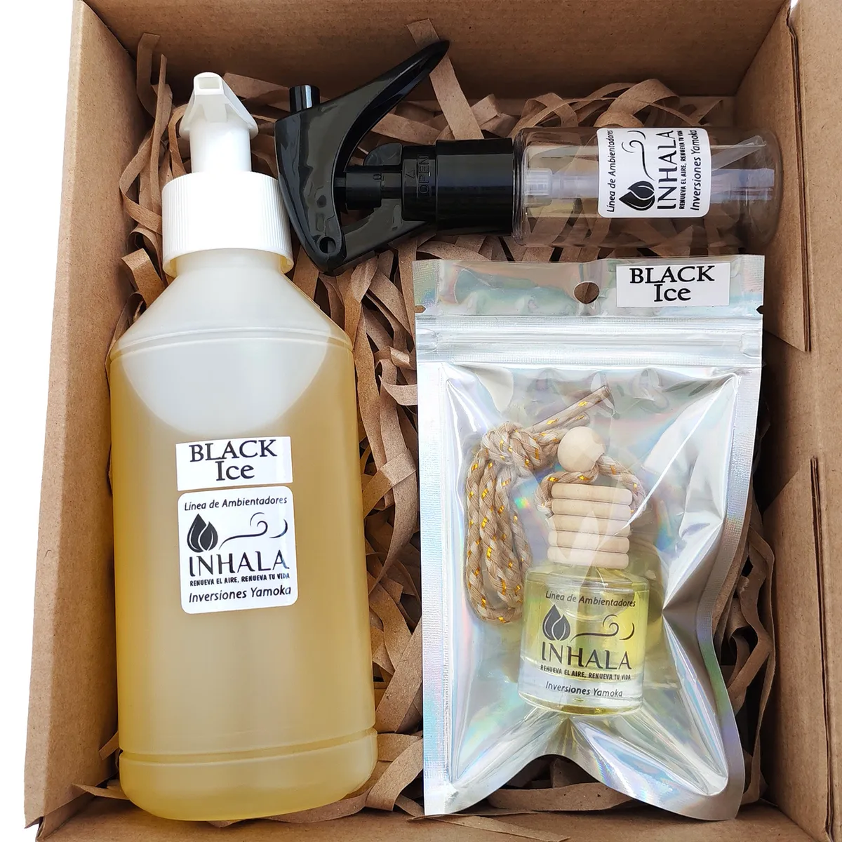 GENERICO - PACK PREMIUM AMBIENTADOR + RECARGA PARA AUTO BLACK ICE INHALA