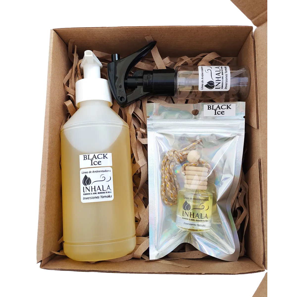 GENERICO - PACK PREMIUM AMBIENTADOR + RECARGA PARA AUTO BLACK ICE INHALA