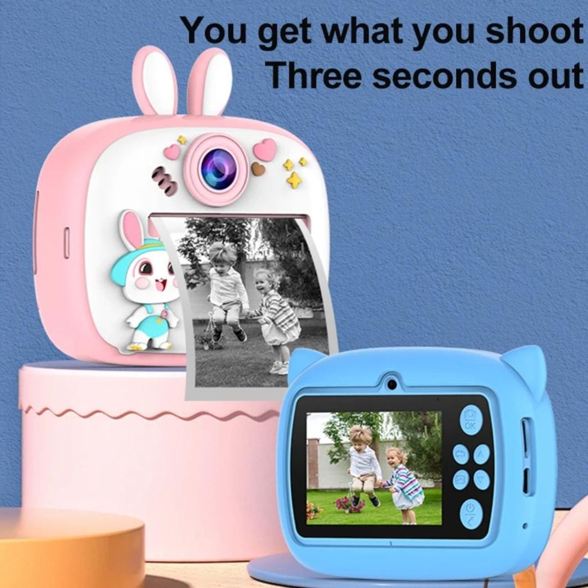 GENERICO - Camara Digital para Niños  Diseño de Conejo  Impresion instantanea y Juegos Didacticos