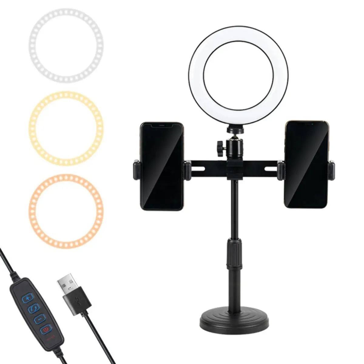 GENERICO - ARO DE LUZ DE MESA CON SOPORTE DE CELULAR