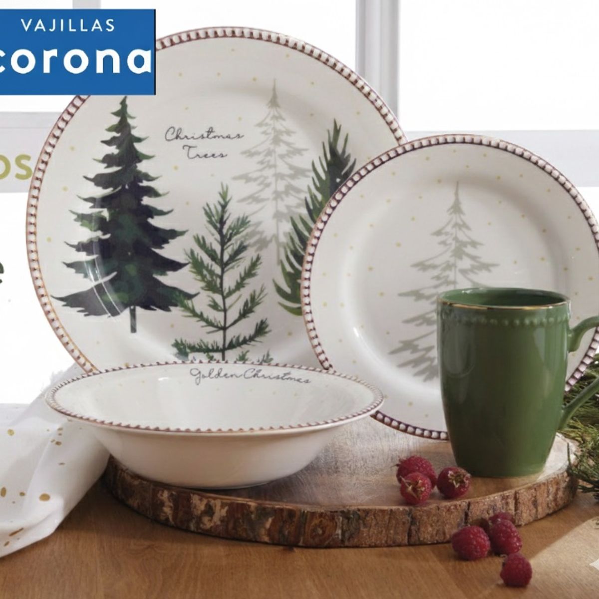 CORONA - Vajilla Navidad Corona 16 Piezas