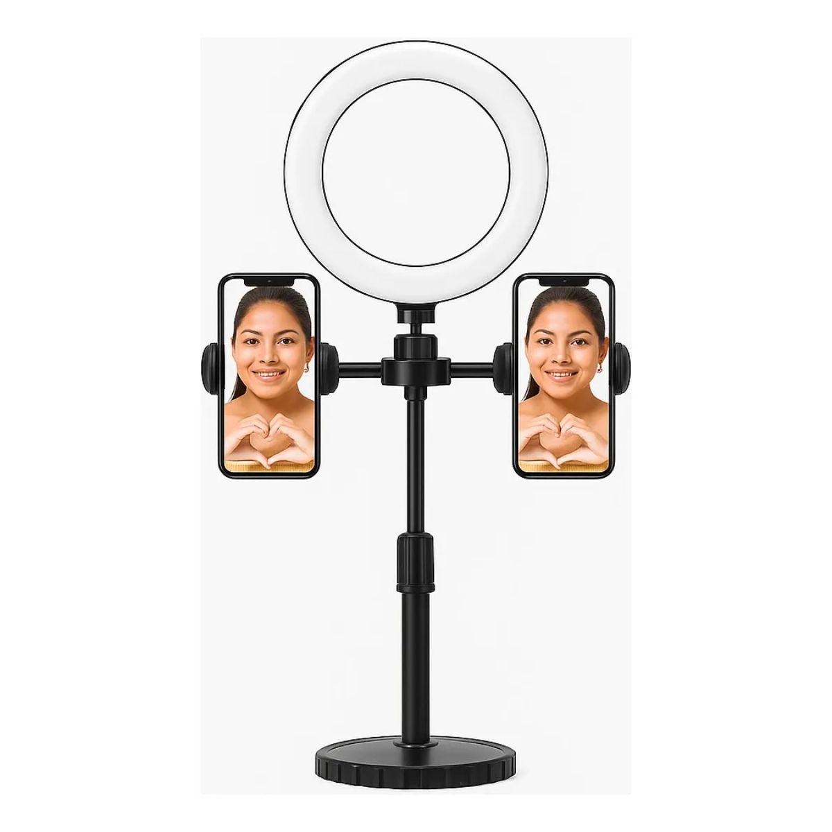 GENERICO - Soporte para 2 celulares con aro led de 10"