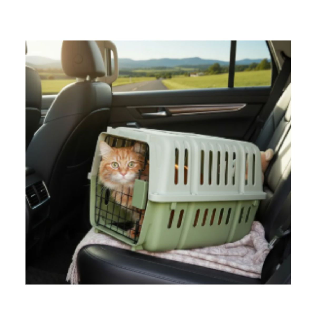 PET MOOD - Transportador Para Gatos Incluye Piso y Bebedero Color Verde