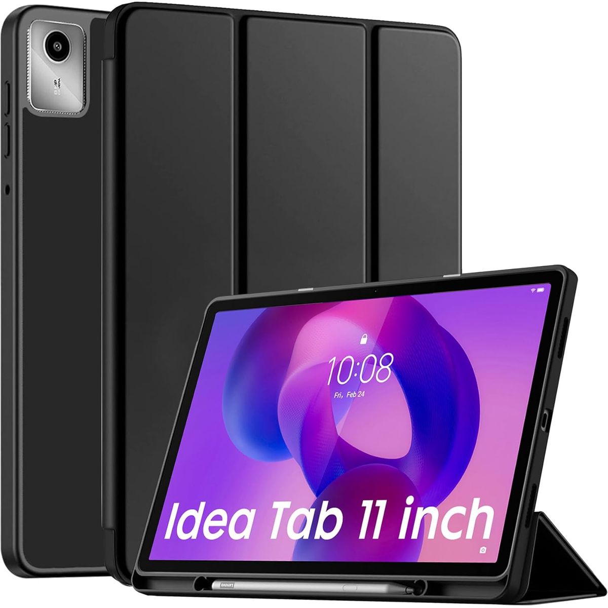 GENERICO - Funda Smart Case Portapencil Para Lenovo Idea Tab 11 - NEGRO