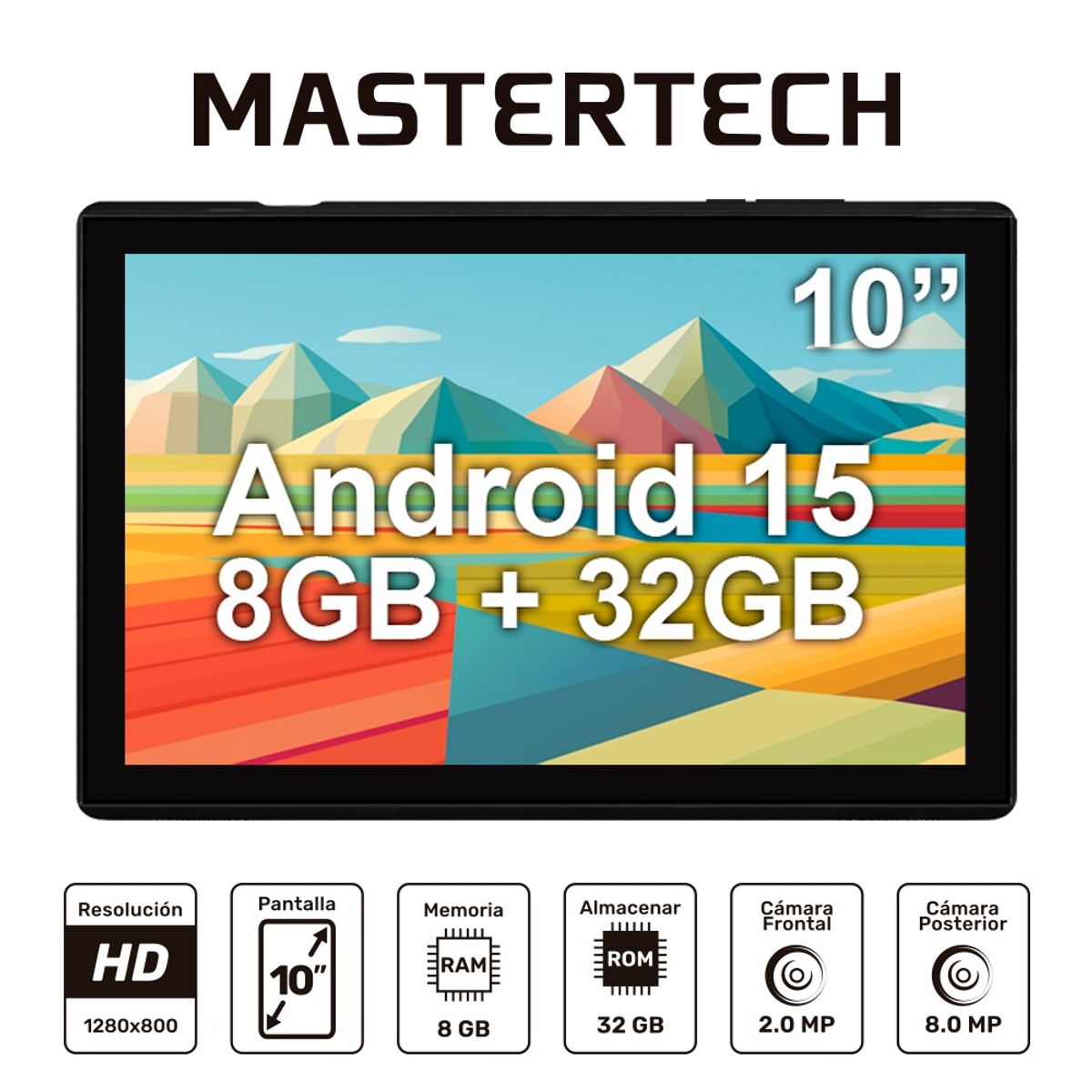 MASTERTECH - TABLET COLOR NEGRO 1 MARCA MASTERTECH MODELO ZB10 WIFI 32GB 8GB DE RAM