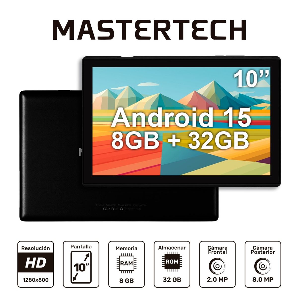 MASTERTECH - TABLET COLOR NEGRO 1 MARCA MASTERTECH MODELO ZB10 WIFI 32GB 8GB DE RAM