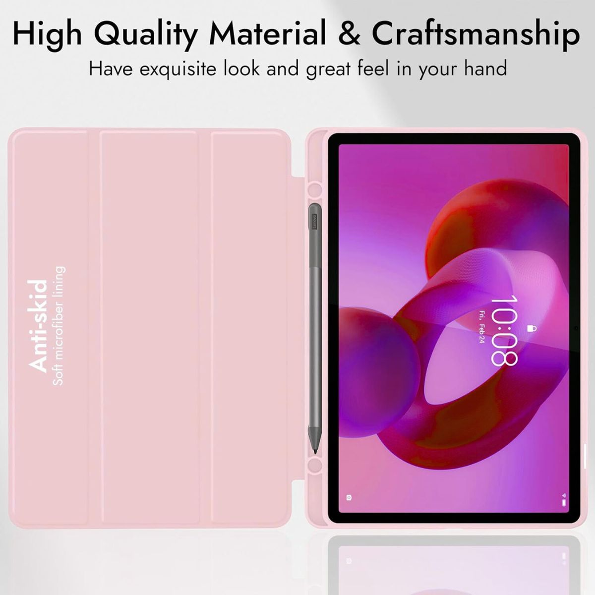 GENERICO - Funda Smart Case Portapencil Para Lenovo Idea Tab 11 - ROSADO