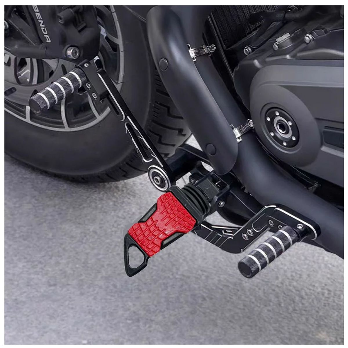 GENERICO - Posapies Para Motocicleta 12 cm Color Rojo Par 2 Piezas Aluminio Antideslizante