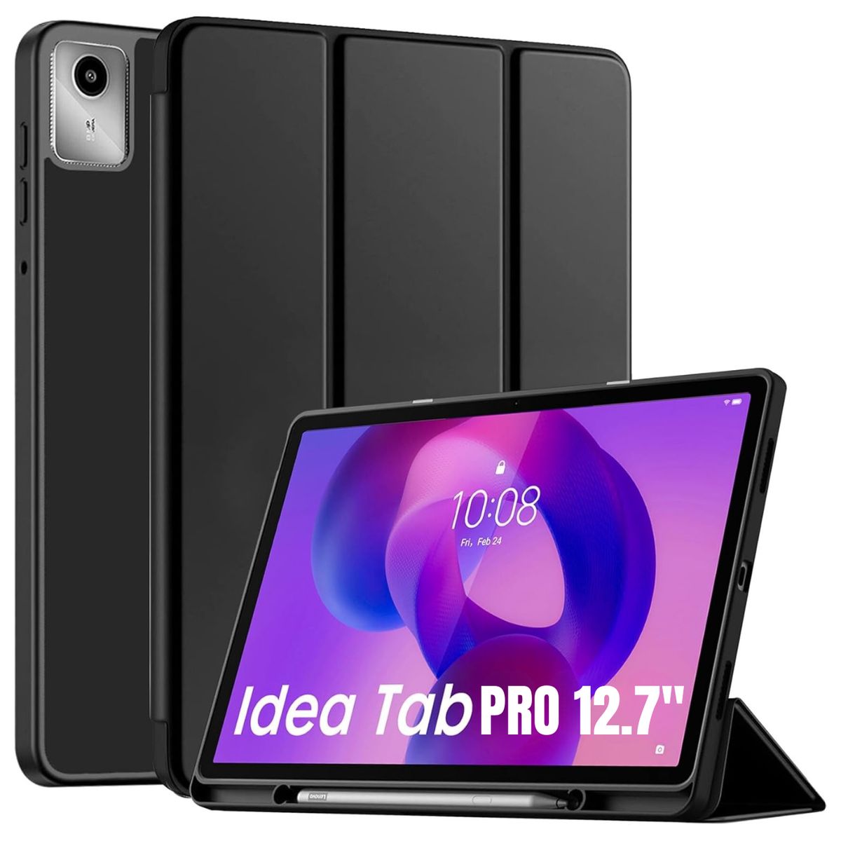 GENERICO - Funda Smart Case Portapencil Para Lenovo Idea Tab Pro 12 .7 " - NEGRO