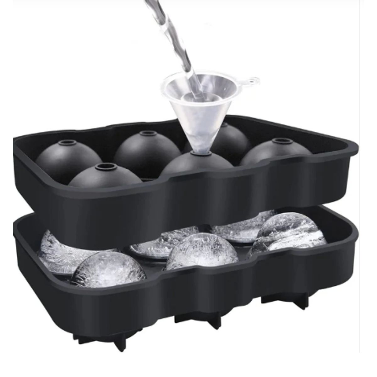 GENERICO - Bandeja de hielo de silicona de grado alimenticio, 6 esfera de 4,5cm dia.