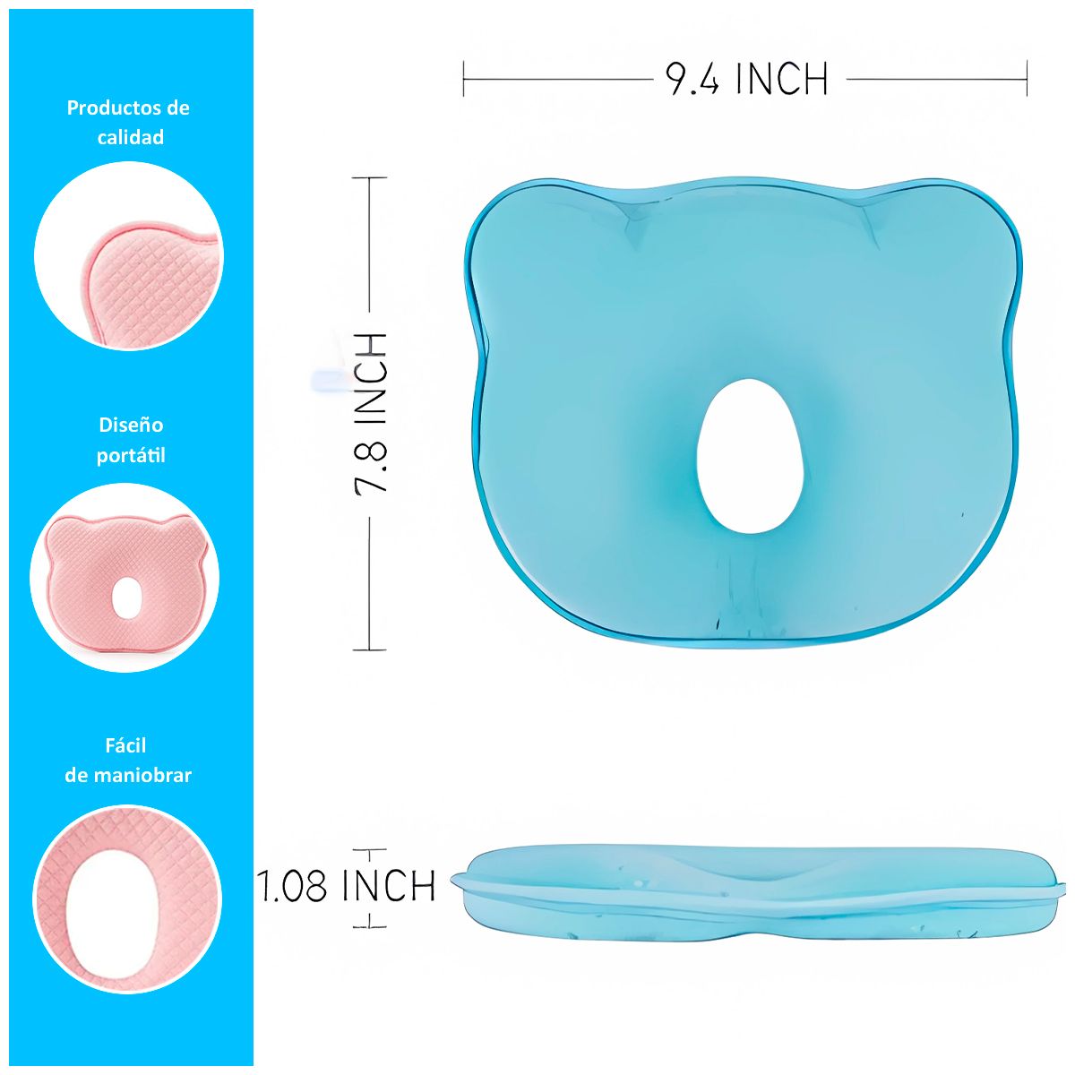 GENERICO - Almohada Para bebé recién nacido turquesa