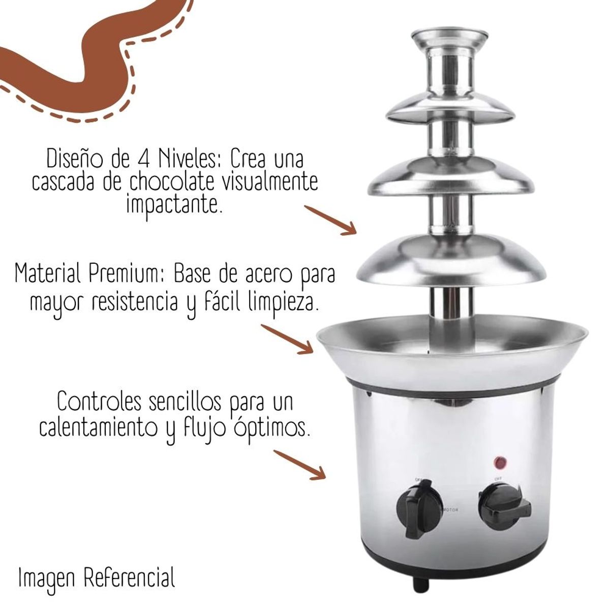 GENERICO - Fuente de Chocolate de 4 pisos - Acero