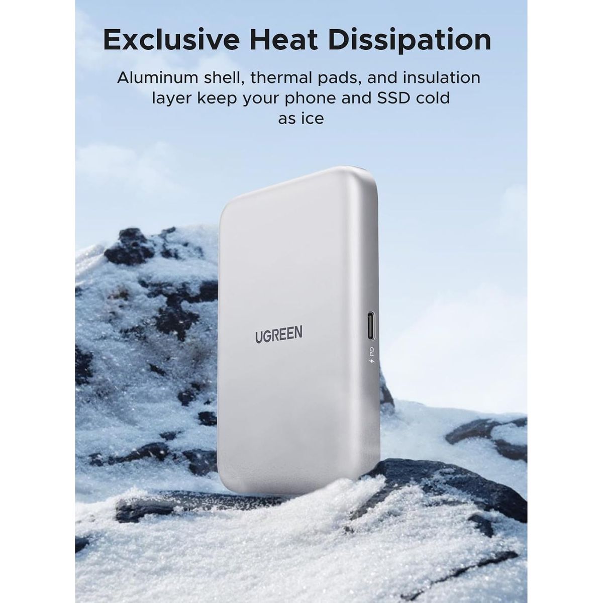 UGREEN - Carcasa magnética M.2 Nvme SSD Magsafe iPhone 17 USB-C 10Gbps Ugreen D619 - 55151