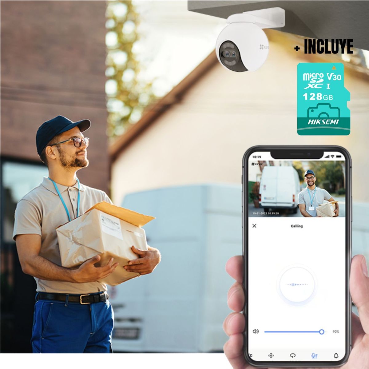 EZVIZ - Cámara Exterior H80x 4k Cámara Wi-fi Cs-h80x 8mp + Micro Sd 128gb