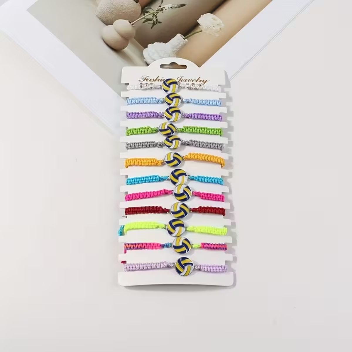 GENERICO - Set x 12 pulseras de colores pelota de voley para mejores amigos amigas equipo voleibol