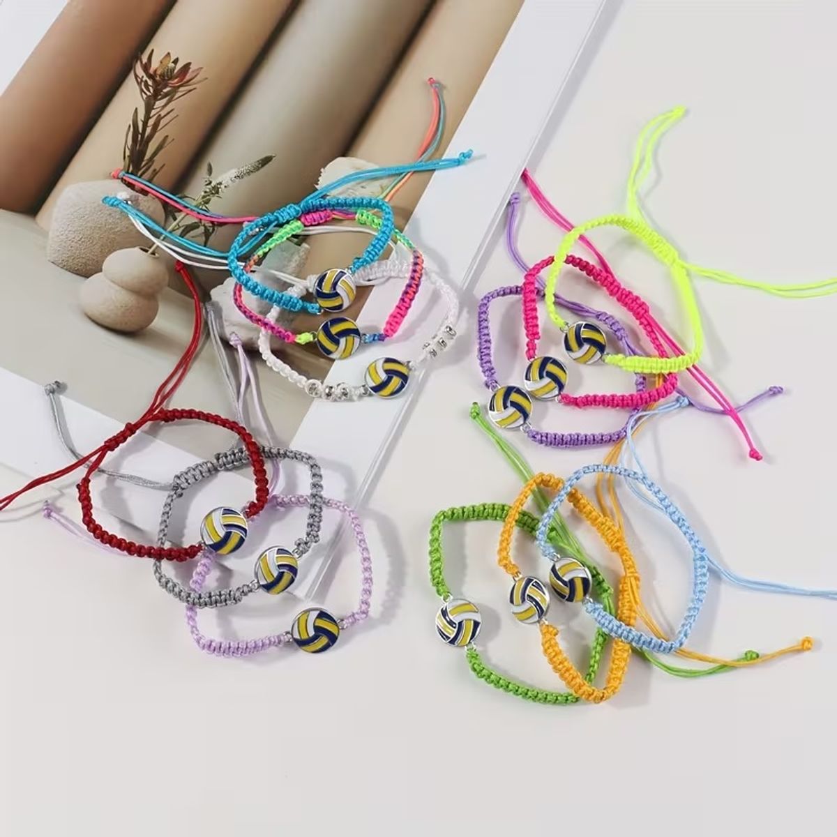 GENERICO - Set x 12 pulseras de colores pelota de voley para mejores amigos amigas equipo voleibol
