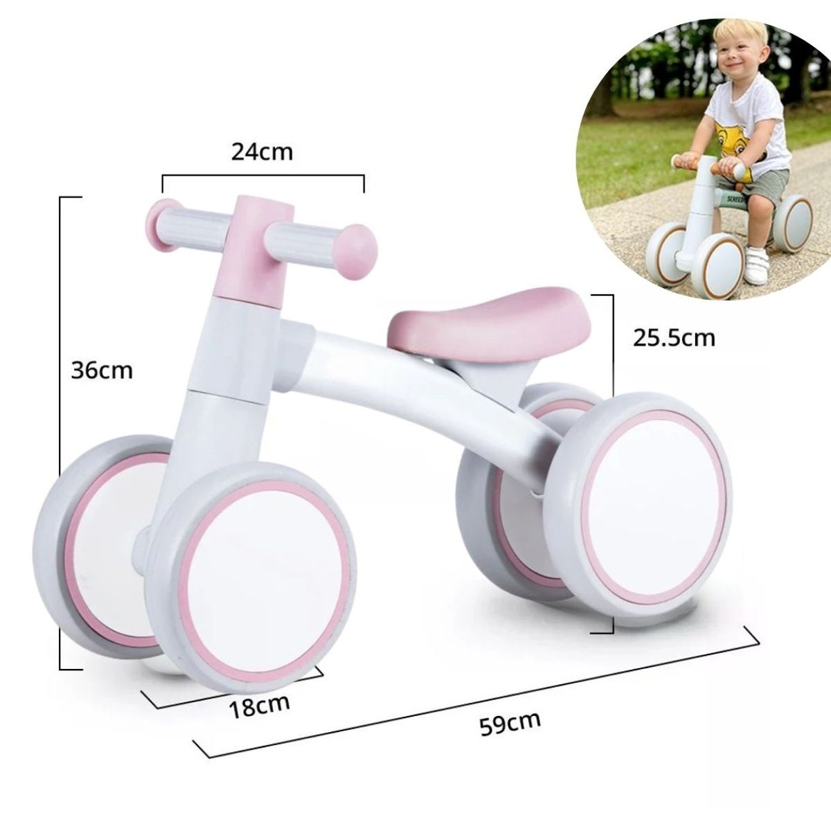 GENERICO - Bicicleta Correpasillos para Niños Bosso 4 ruedas color Rosado