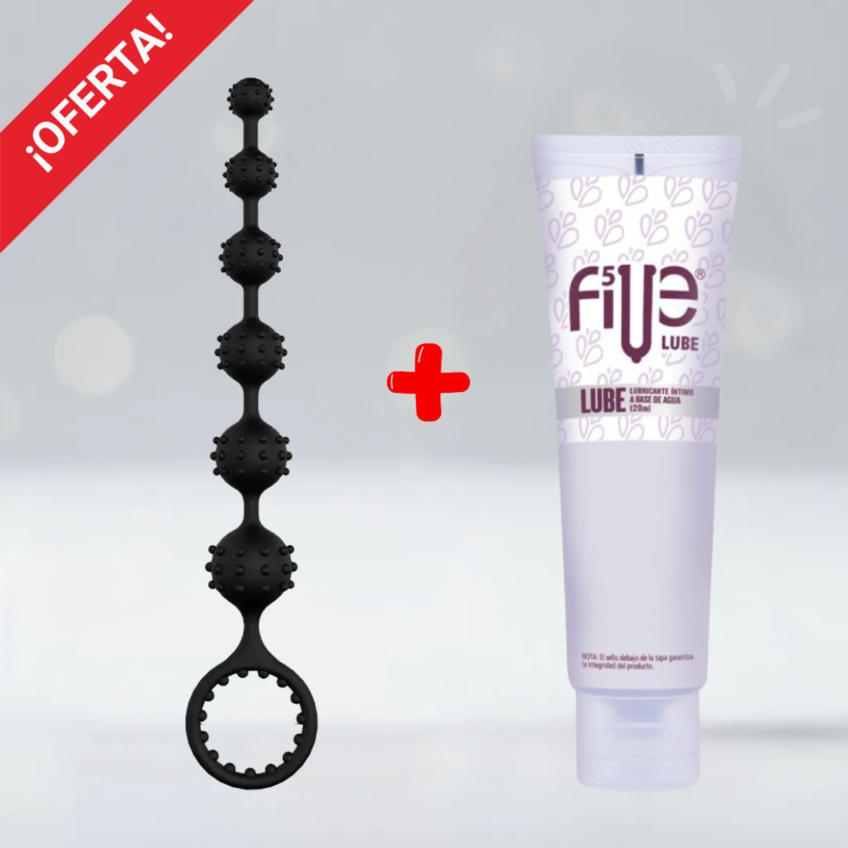 DR PINKY - Plug Cuentas Anales Dilatador Toto + Lubricante Five Base de Agua