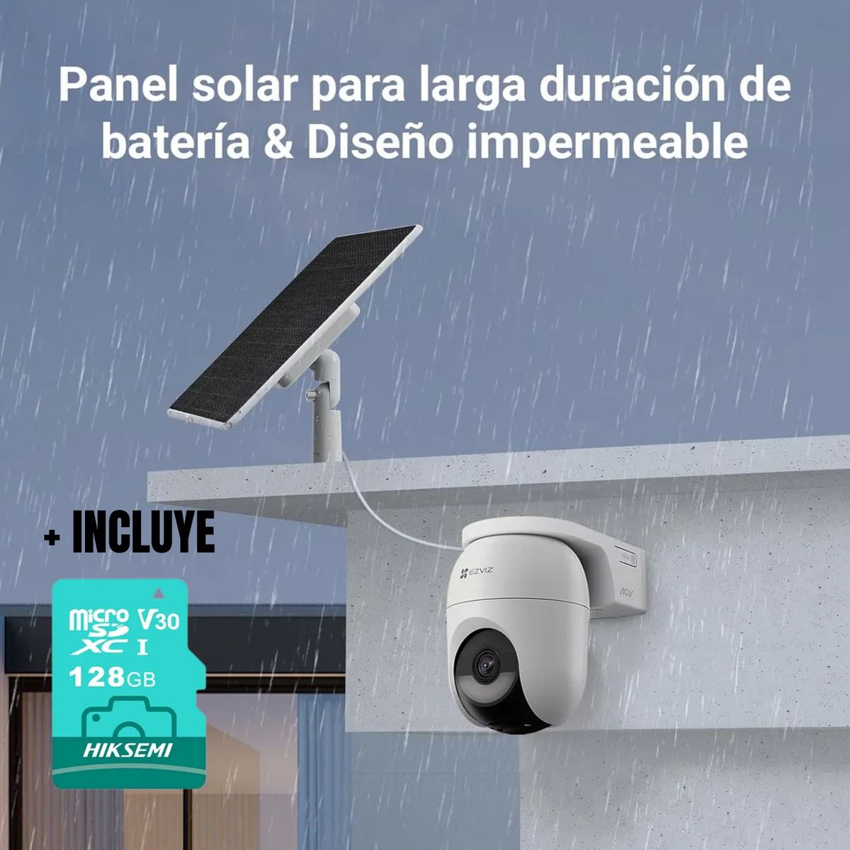 OEM - Cámara De Vigilancia Ezviz Cb8 Lite 4mp Seguridad Hd Blanco + Micro Sd 128gb