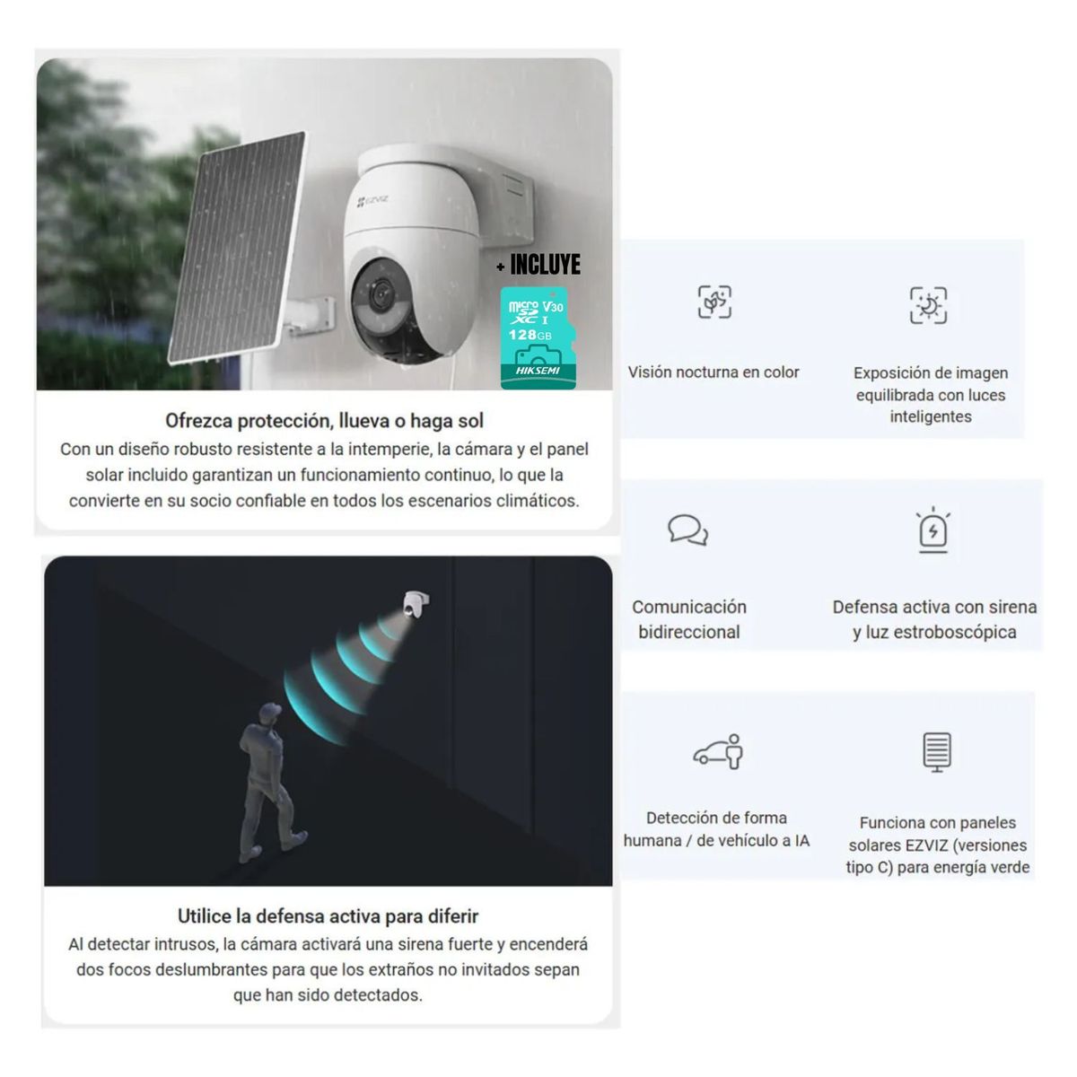 OEM - Cámara De Vigilancia Ezviz Cb8 Lite 4mp Seguridad Hd Blanco + Micro Sd 128gb