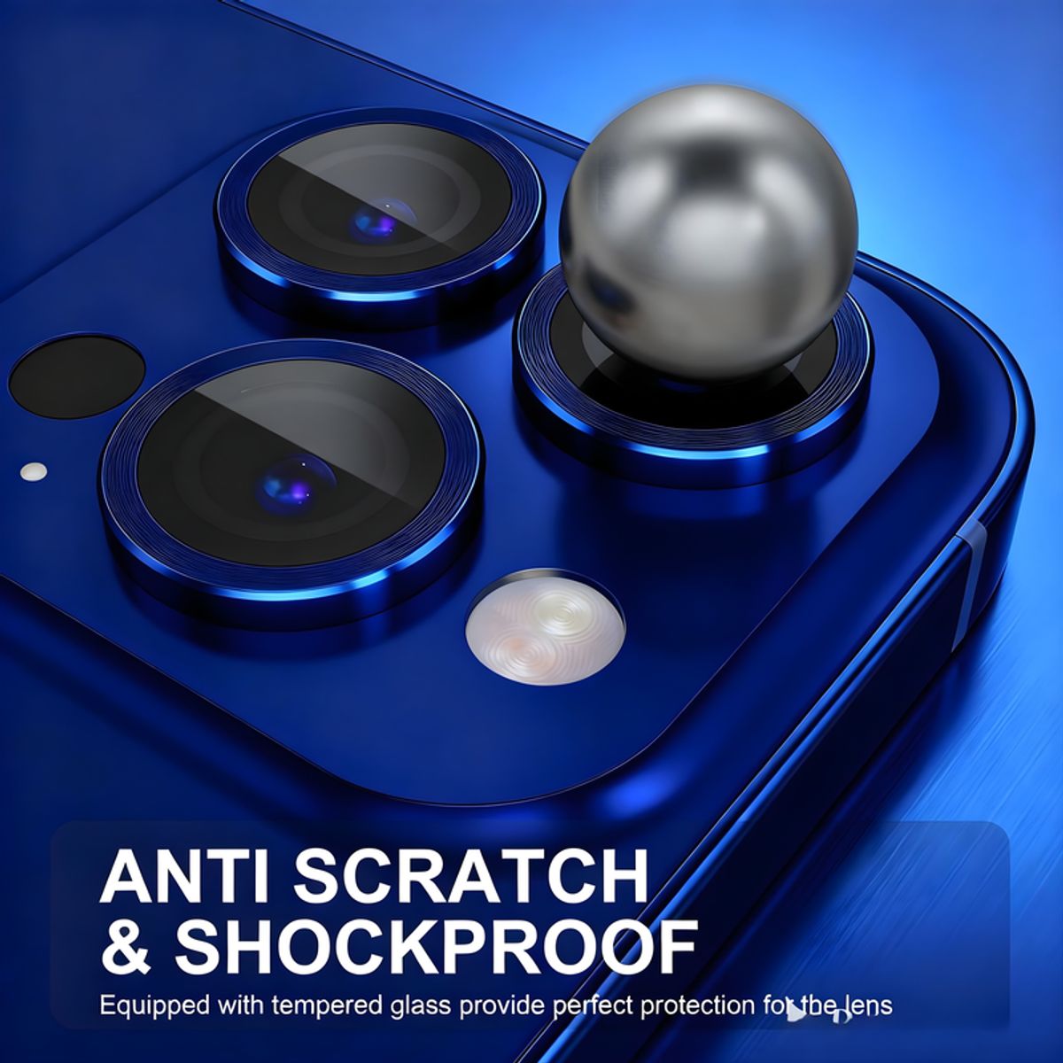 SHIELD - Pack x3 Mica Protector de Cámara Individuales Metálico Azul para iPhone 13 mini