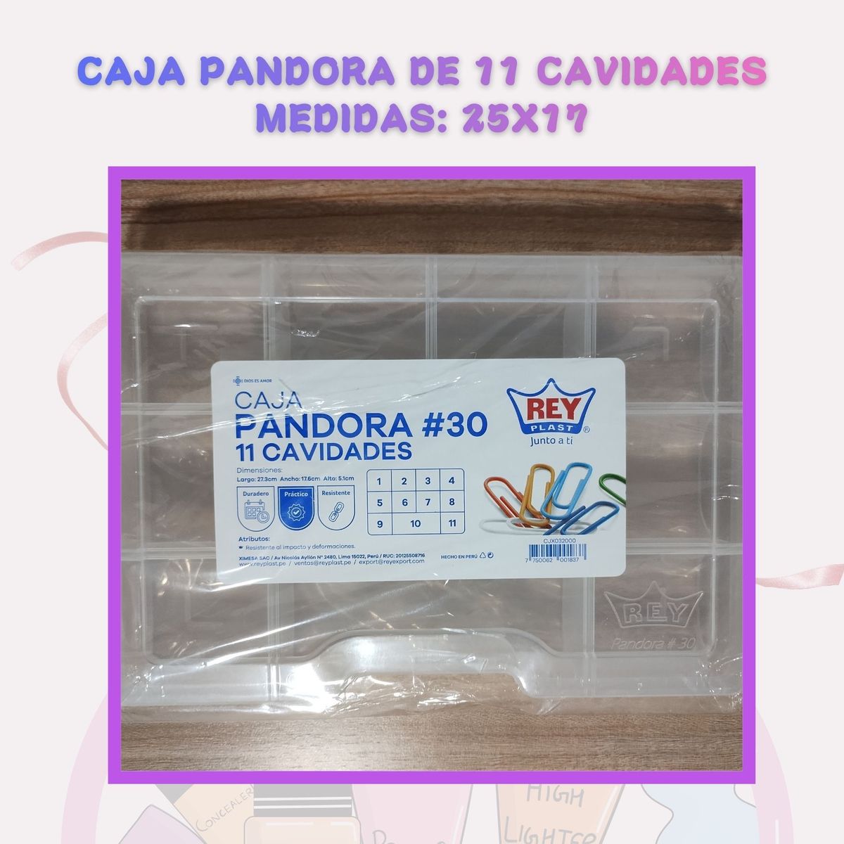 GENERICO - Caja Organizadora “Pandora” de 11 Cavidades – Plástico Resistente