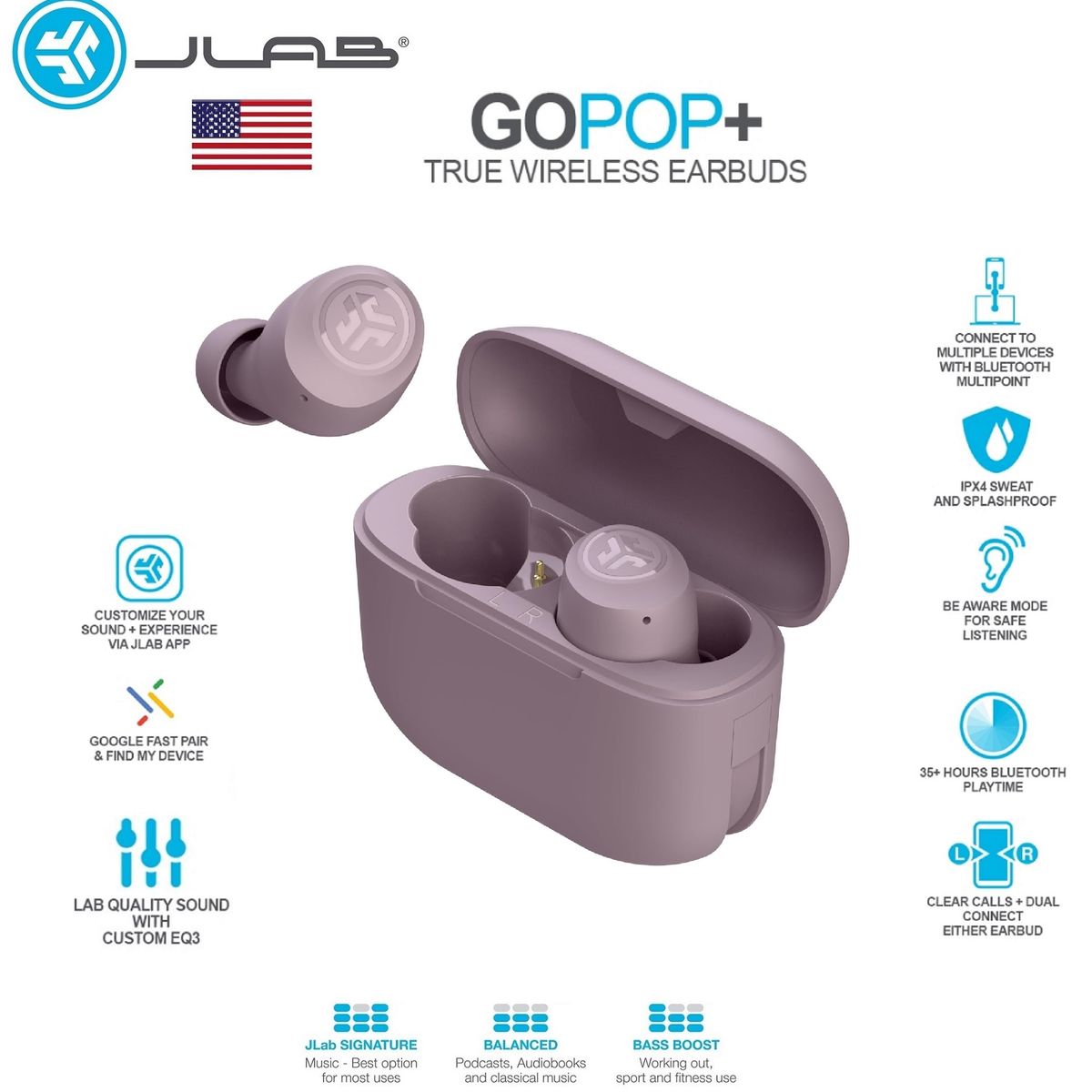 SKULLCANDY - JLAB GO POP + Audifonos Bluetooth TWS - Lila - No Dime Jib True