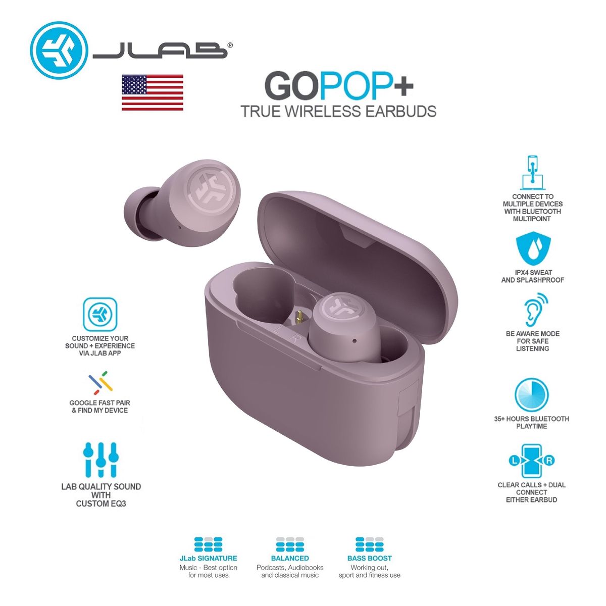 SKULLCANDY - JLAB GO POP + Audifonos Bluetooth TWS - Lila - No Dime Jib True