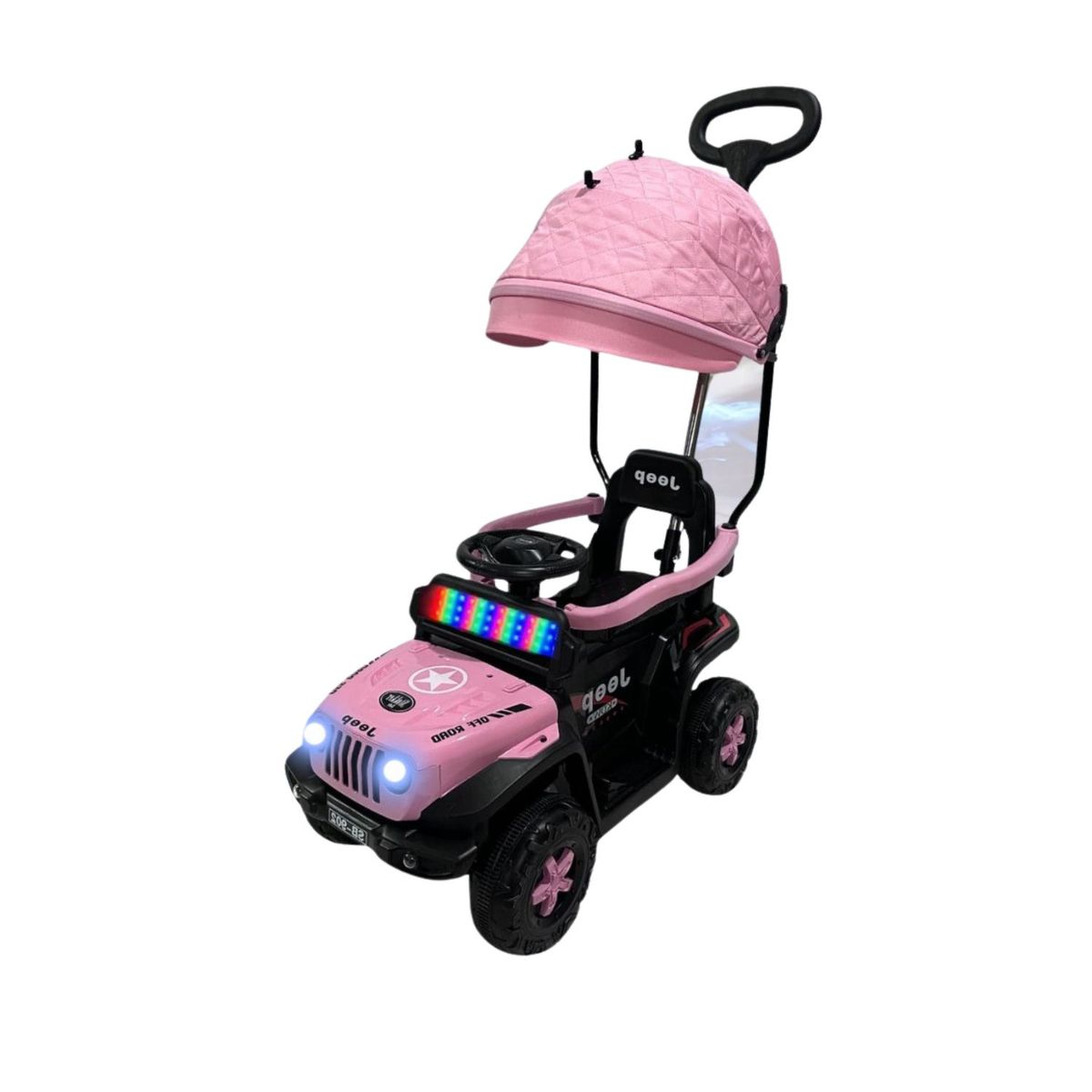 STOKKER BABY - Carrito Inteligente JEEP Batería Musical y Luces para niños Rosado